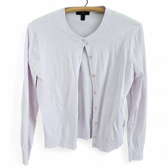 J. Crew Sweaters - J. Crew Womens Light Purple Button-Up Cardigan Sweater Size M Cotton Crew Neck